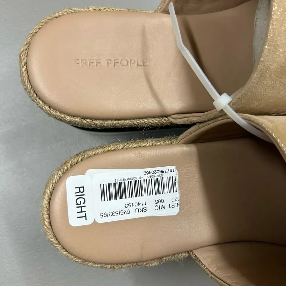 Free People Santorini Espadrille Sandal Slides Slip On Suede Leather Platform
